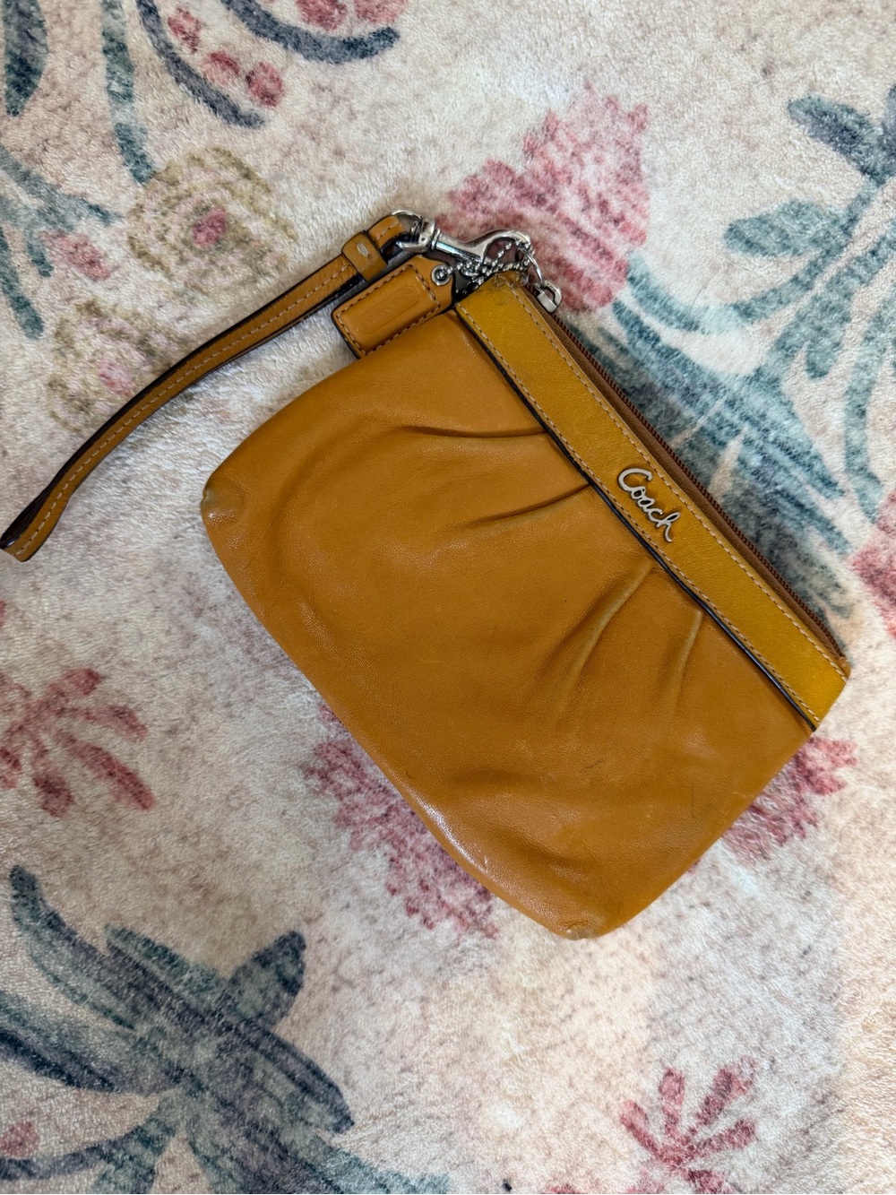 Coach Mustard Leather Wristlet Clutch - Picture 2 of 4
